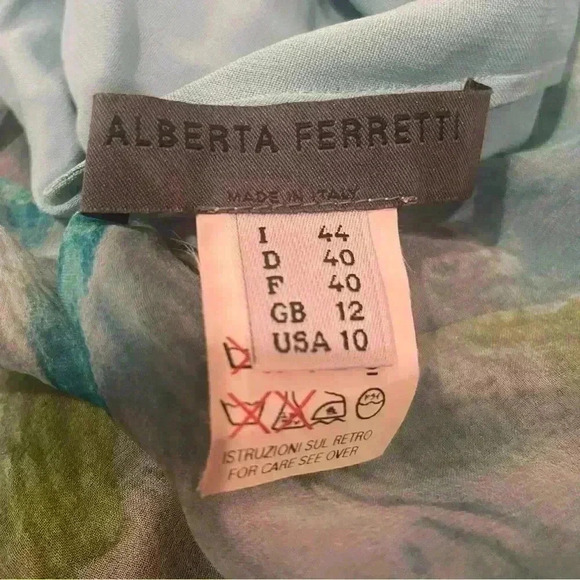 90s y2k Slip Dress Ruffle 44 10 Chiffon Cutout Floral Cocktail ALBERTA FERRETTI - Picture 13 of 14